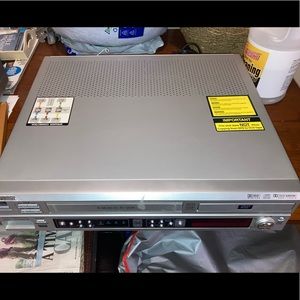 Old school VHS player, DVD surround sound system for sale. Can be used as stereo